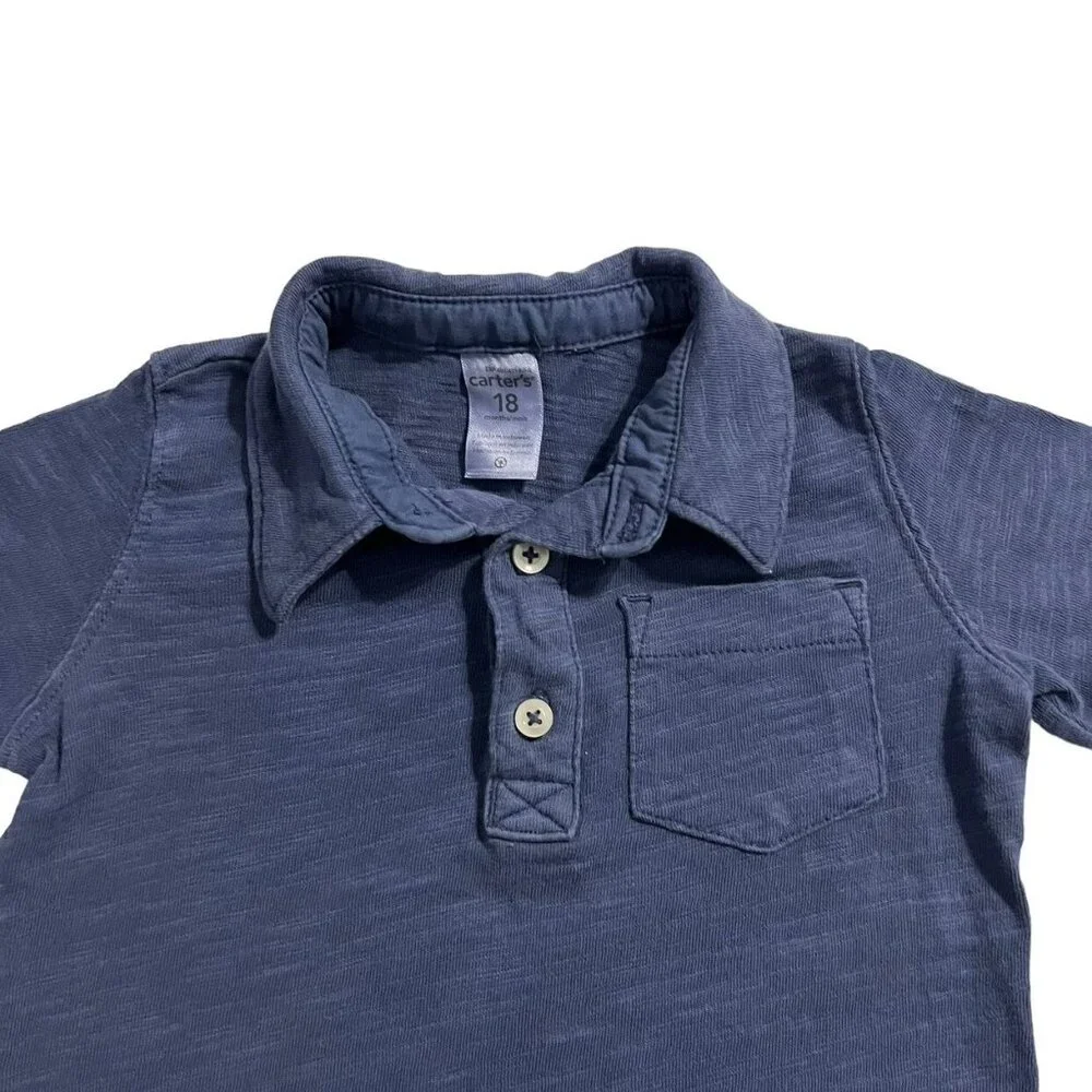 Carter's 18m Navy Blue Slub Cotton Polo Shirt